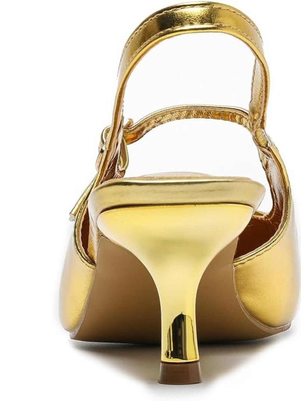 Women’s Closed Pointed Toe Kitten Heel Slingback Low Heel Pumps Party Wedding - Picture 5 of 7